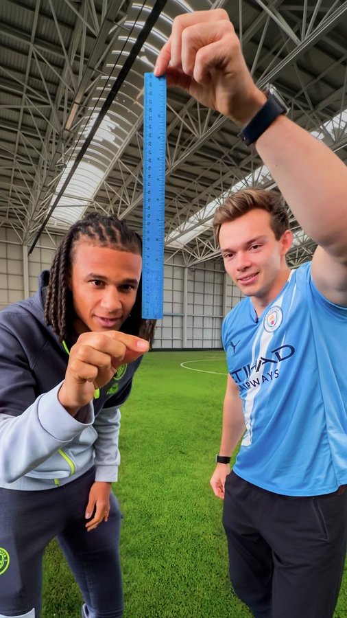 Instagram post by @stanbrowney for Manchester City. Caption reads: Which player has the best reflexes?! 📏.