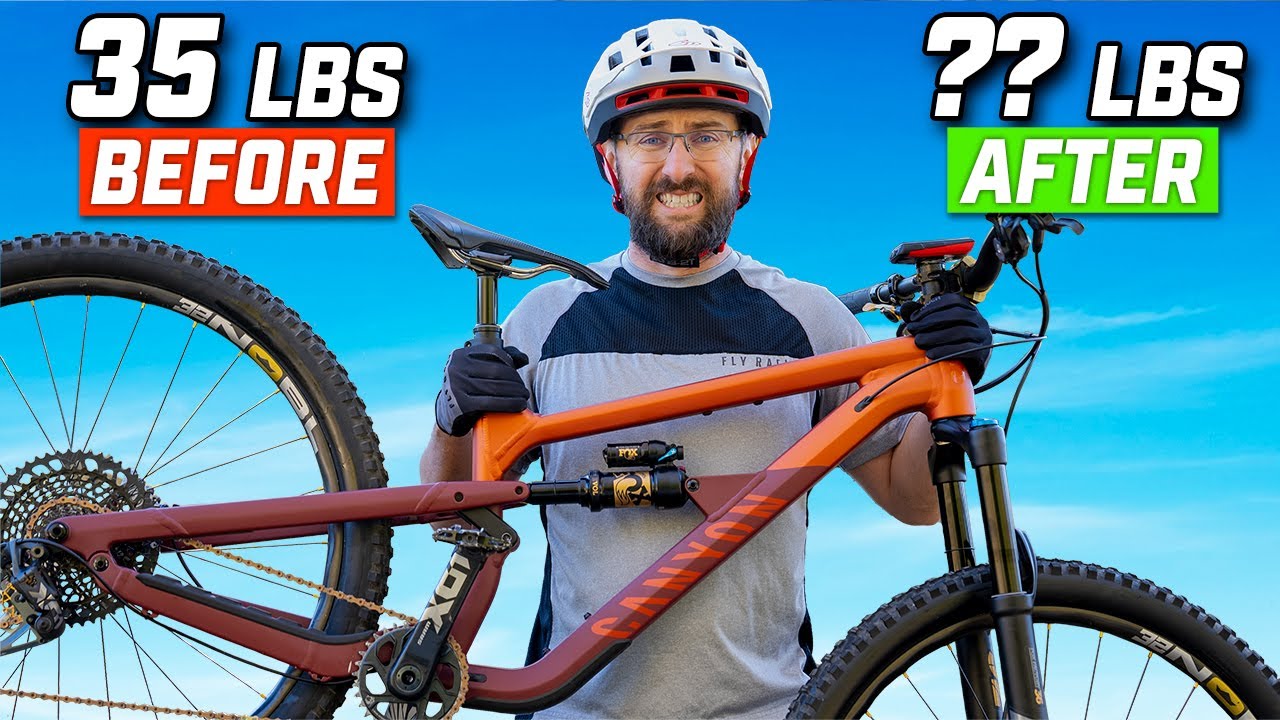 YouTube post by @EvansMTBSaga for 6D Helmets. Caption reads: My new Canyon Spectral 125 is too heavy, so let's....