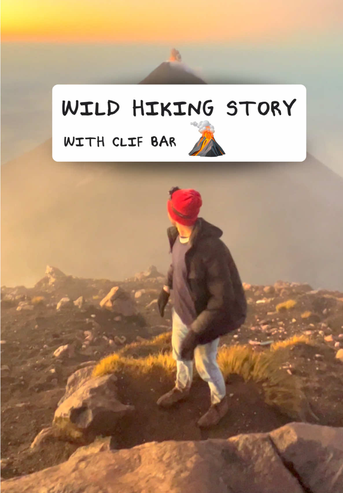 TikTok post by @adamboro for CLIF BAR. Caption reads: [...] adventures of my life 🌋 Shout out to @CLIF....