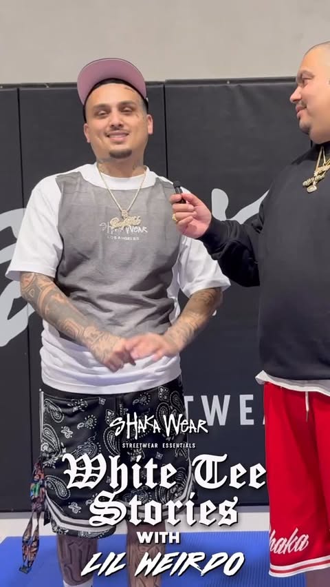 Instagram post by @laeyekon for Shaka Wear. Caption reads: [...] #WhiteTeeStories 🤣🤣🤦‍♂️💋 #ShakaWear....