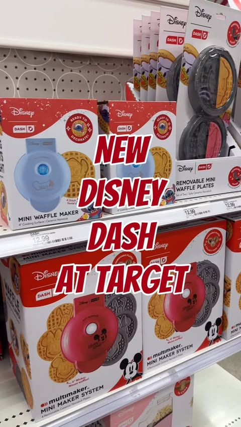 Instagram post by @targetpursuit for Dash. Caption reads: #ad The cutest new Disney waffle makers and more....