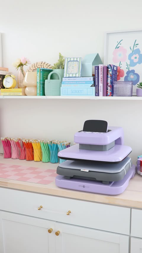 Instagram post by @homesweetpink for HTVRONT. Caption reads: [...] for my book club besties with the HTVRONT....