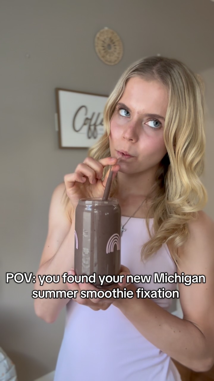 Instagram post by @theceliacpsychologist for EarthChimp. Caption reads: Michigan inspired summer smoothie/shake!....