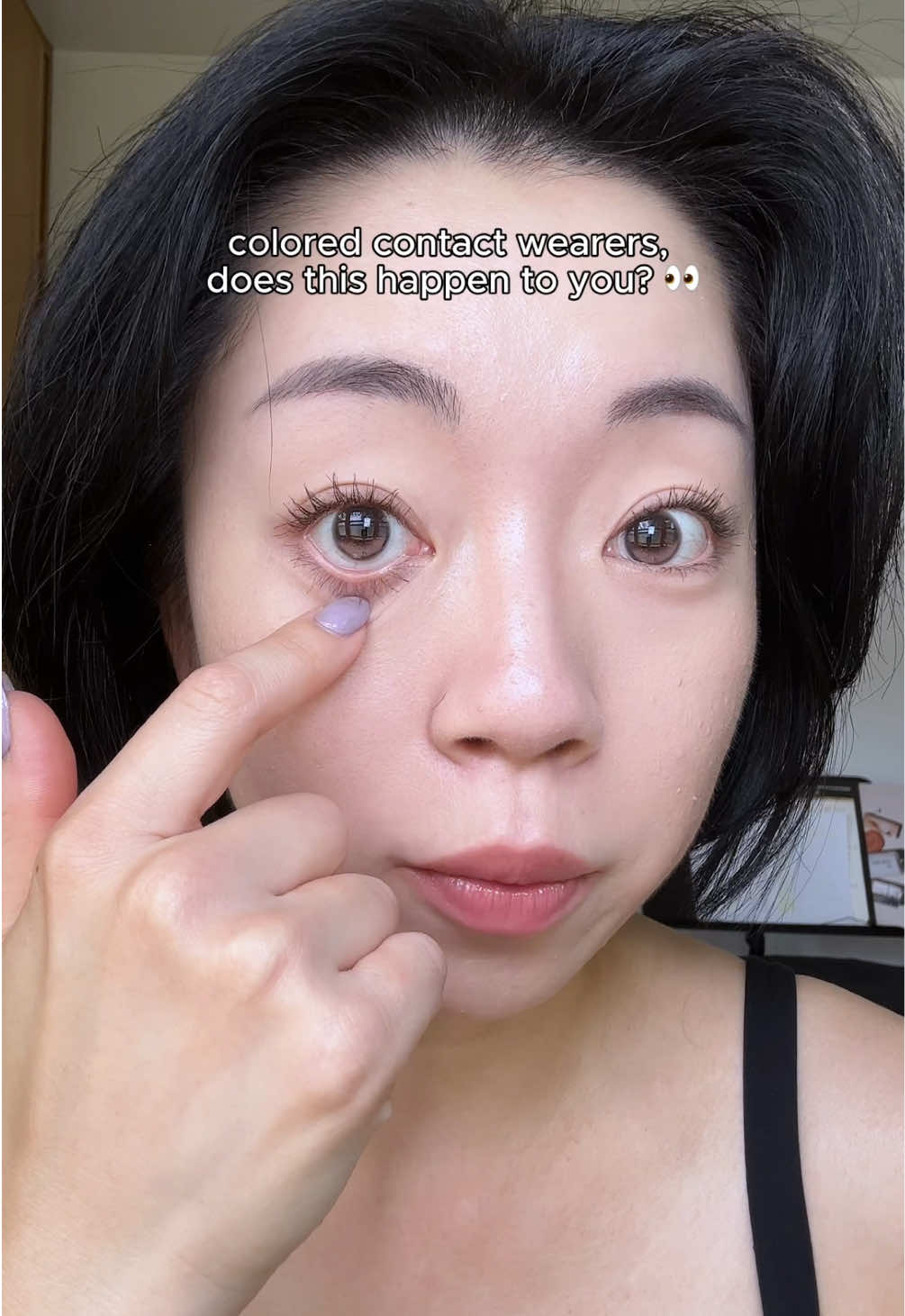TikTok post by an influencer for CorneaCare. Caption reads: [...] strenuous on the eyes 😫 @CorneaCare....