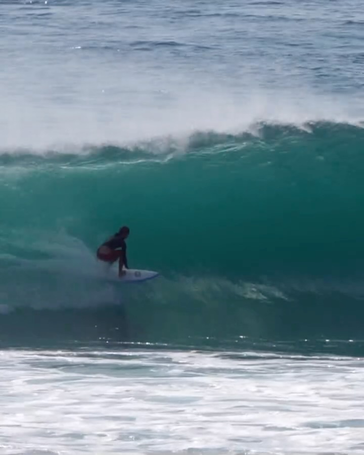 Instagram post by @toshtudor for Sun Bum. Caption reads: Another angle of probably my best wave so far at....