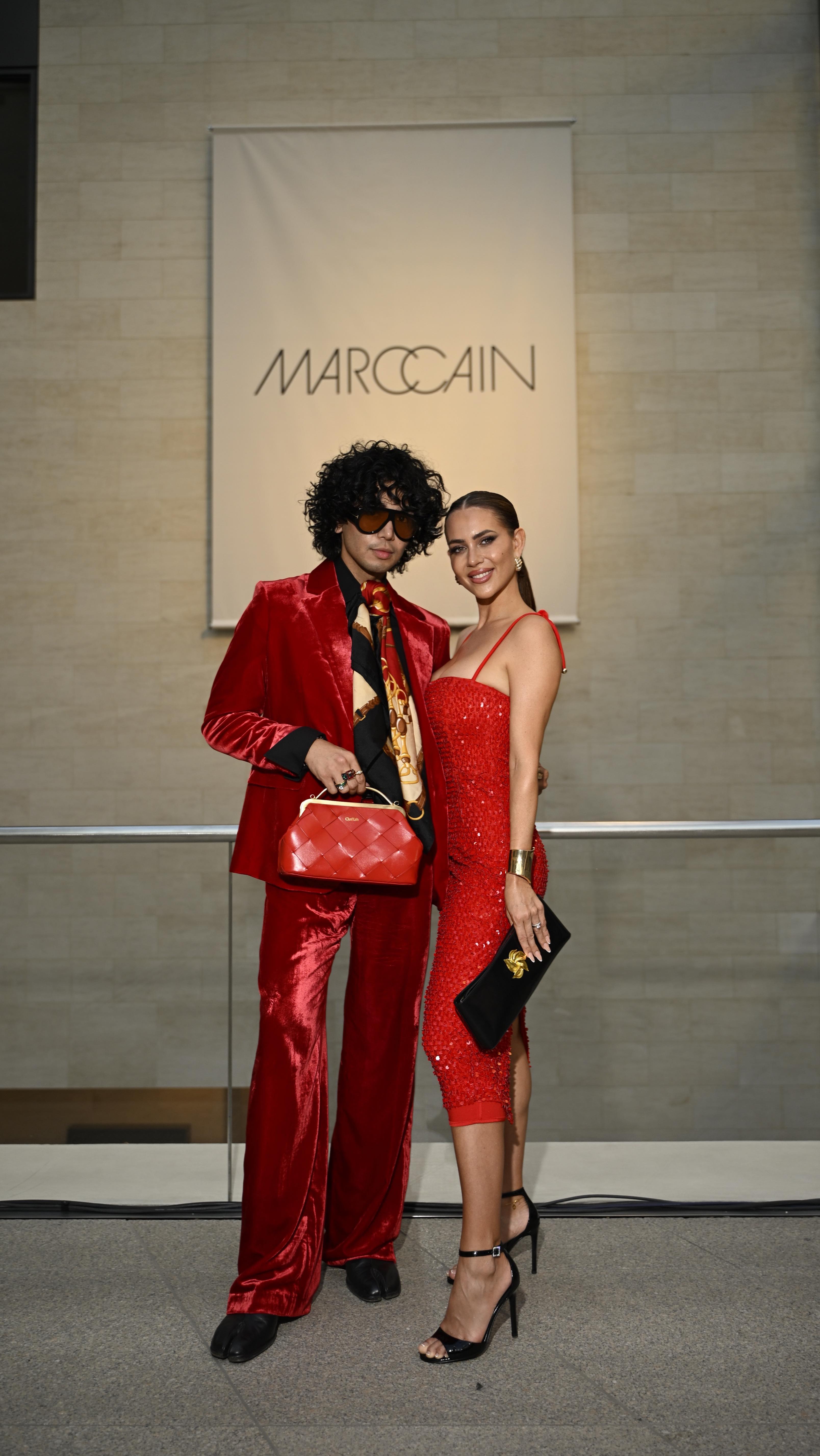 Instagram post by @jessica_haller for Marc Cain. Caption reads: Grab a dance partner and let your hips do the....