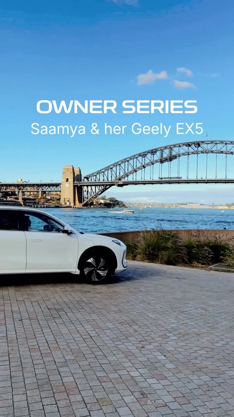 Instagram post by @saamya_waqas for Geely. Caption reads: [...] smooth, and it just fits my life. #ex5....