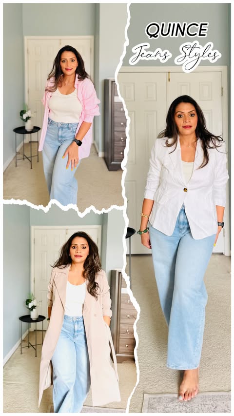 Instagram post by @glambyitti for Quince. Caption reads: [...] Featuring the comfiest jeans from @onequince....