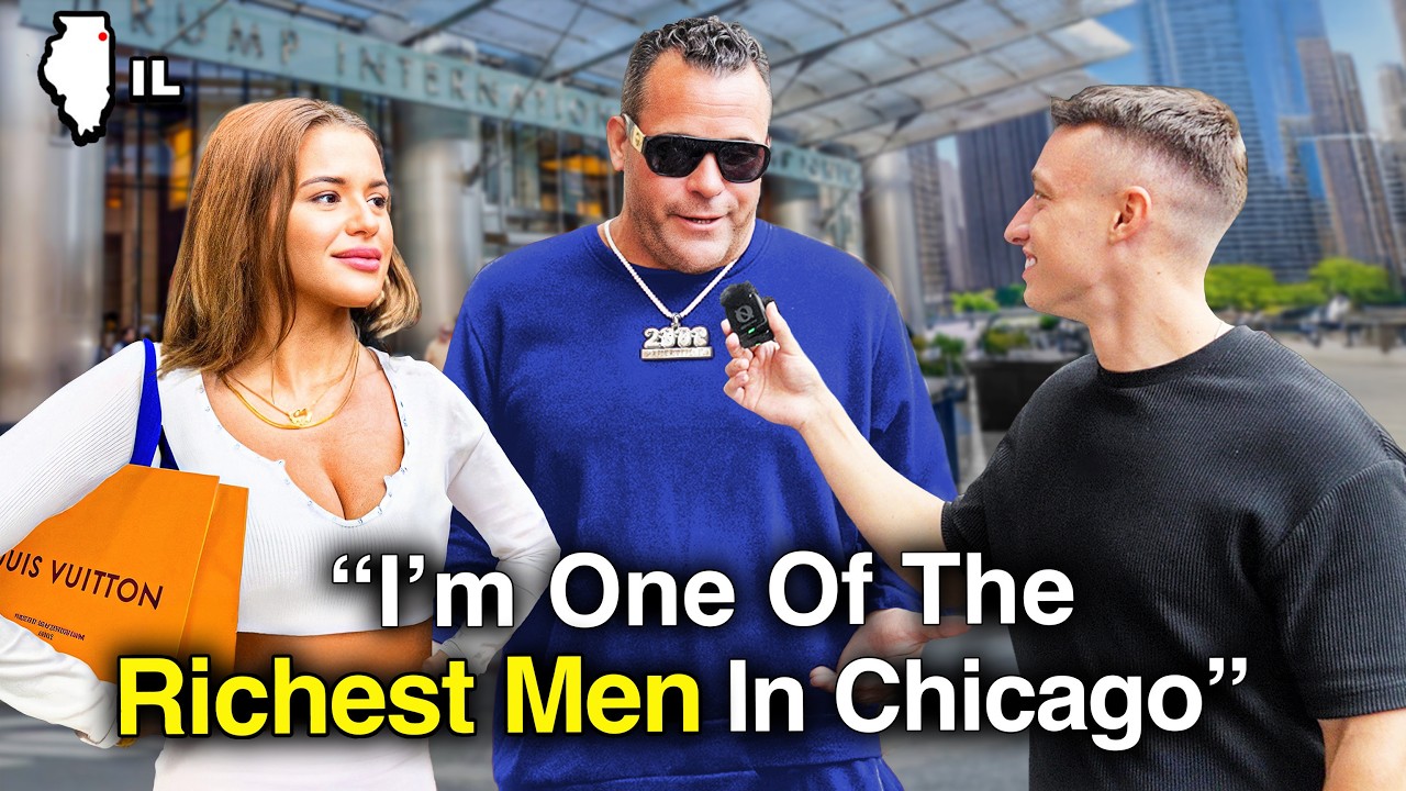 YouTube post by @theschoolofhardknocks for Grammarly. Caption reads: Asking Millionaires How They Got RICH! (Chicago).