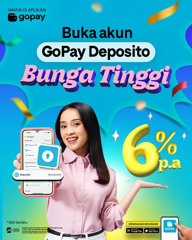 Instagram post by @putri.ardhiani for GoPay Indonesia. Caption reads: [...] mudah banget di GoPay....