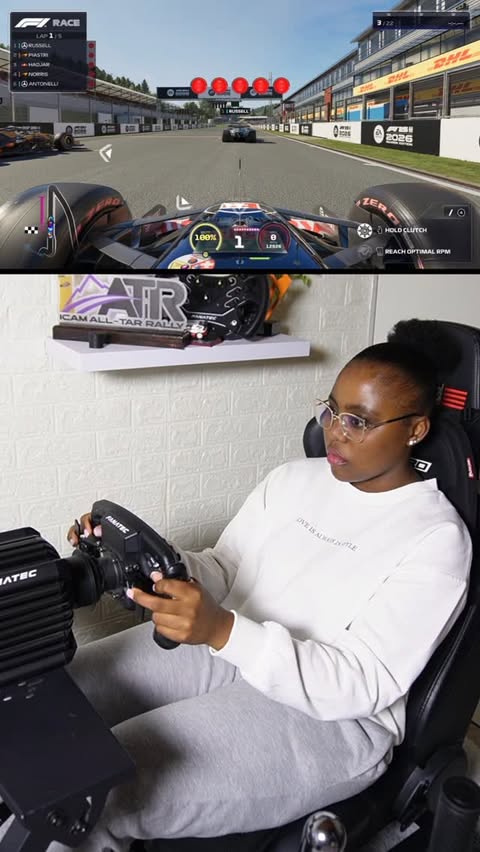 Instagram post by @girlielukhele for EA SPORTS. Caption reads: Full first lap at Spa Francorchamps on @easportsf1....