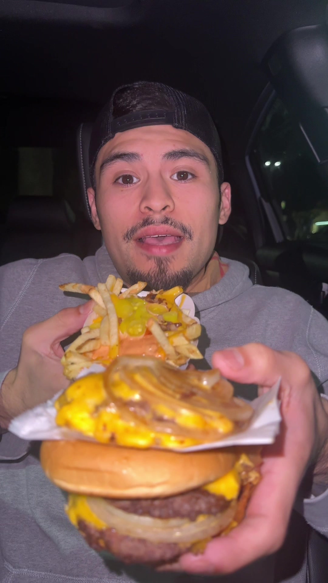 TikTok post by @j.ruizzz20 for BruMate. Caption reads: In-N-Out mukbang ft @BrüMate 🍔 #brumatepartner.