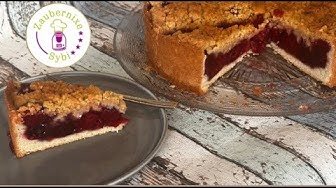 YouTube post by @Zaubernixe for Mainpunkt. Caption reads: 🍒Cherry cake with crumble 🍒- Thermomix®.