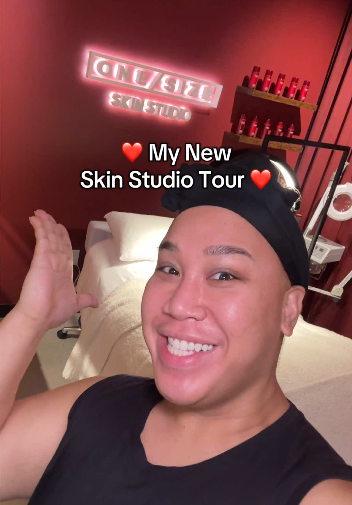 TikTok post by @patrickstarrr for ONE SIZE BEAUTY. Caption reads: My brand new @ONE SIZE BEAUTY skin studio tour ✨....