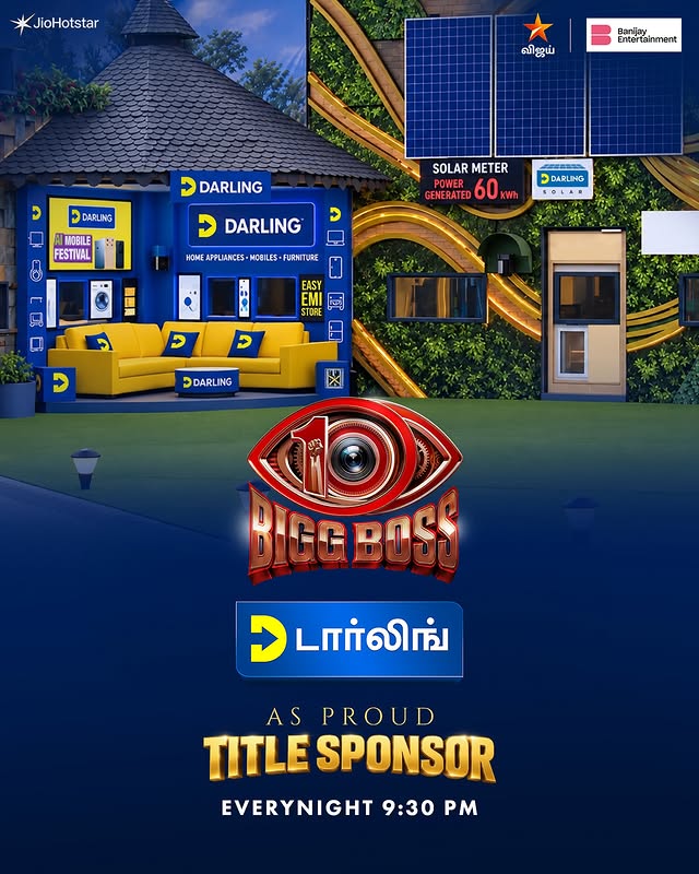 Instagram post by @darlingretail for Vijay Television. Caption reads: [...] #BiggBossTamilBB10 #VijayTV #VijayTelevision.