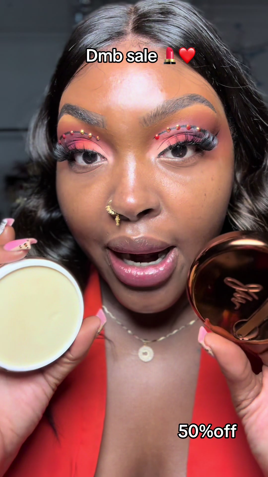 TikTok post by @chinadoll733 for Danessa Myricks Beauty. Caption reads: 50% off @DanessaMyricksBeauty get ur now [...].