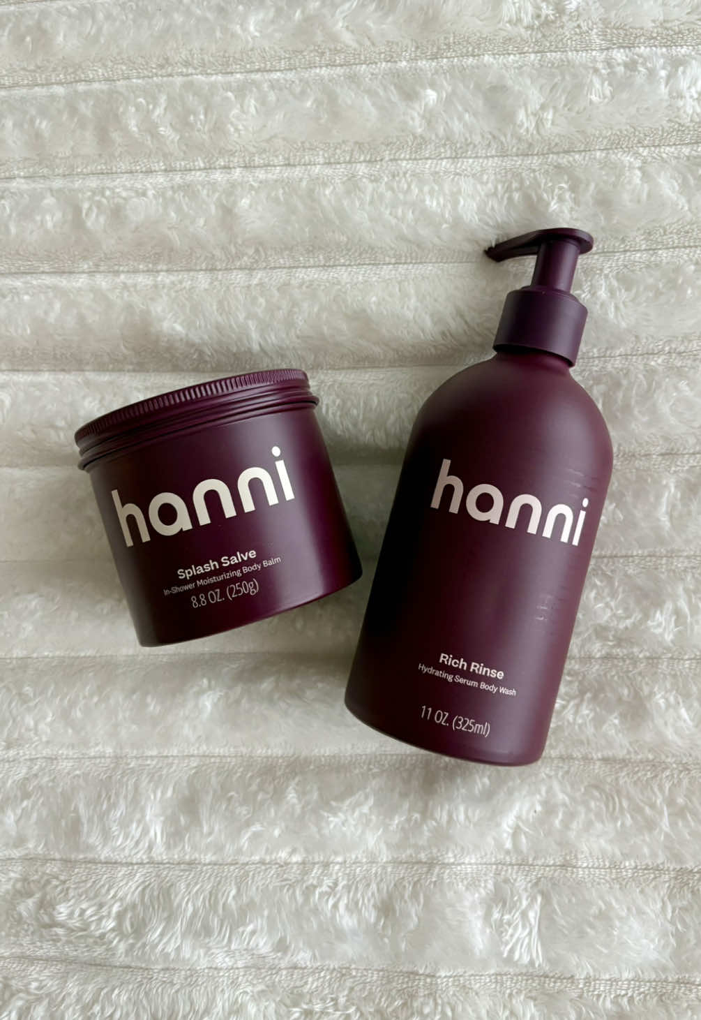 TikTok post by @aaamgrr for Hanni Bodycare. Caption reads: If your skin feels dry after showering, try....