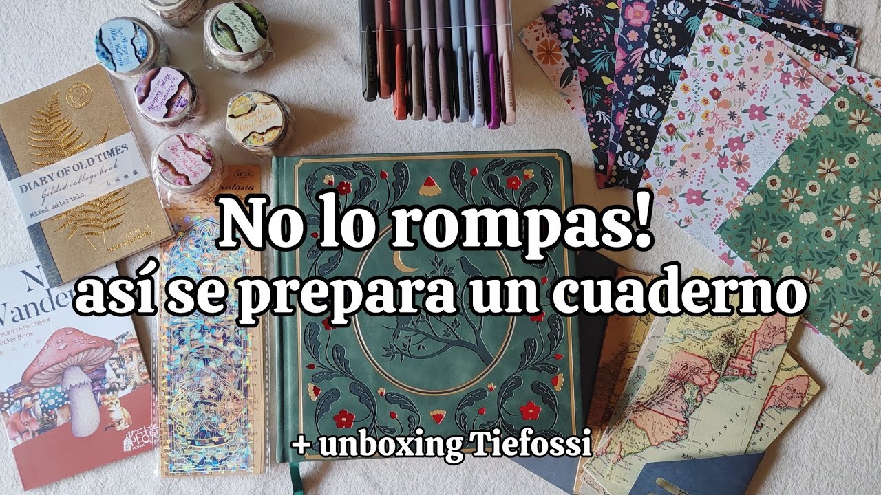 YouTube post by @LosTipsdeLuci for The Washi Tape Shop. Caption reads: Don't start using a notebook or book without doing....