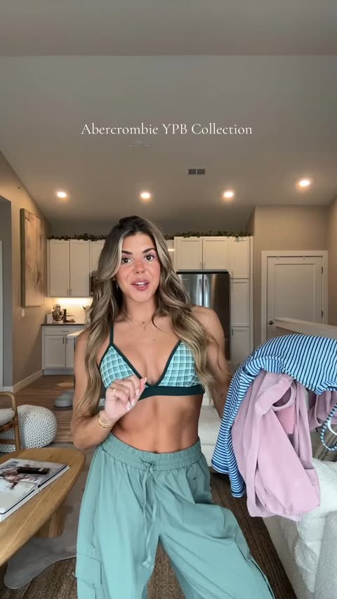 Instagram post by an influencer for Abercrombie & Fitch. Caption reads: #AbercrombiePartner new YPB pieces for spring!!....