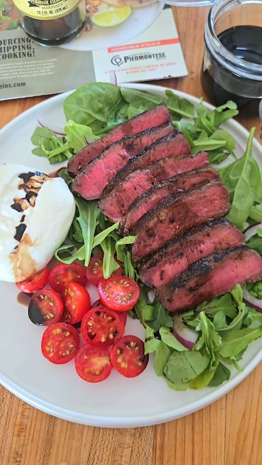 Instagram post by @jennys_coastal_cuisine for Allegro Marinade. Caption reads: [...] flat iron steak marinated in....