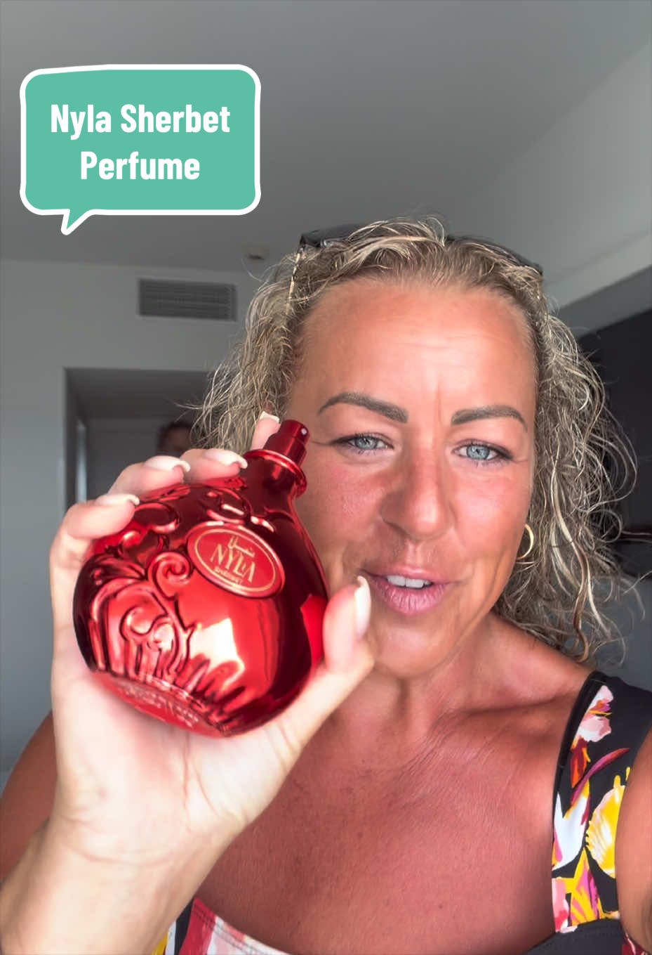 TikTok post by @yorkshirehairdresser for Salsabeel Perfumes. Caption reads: NYLA SHERBET PERFUME Perfume / Fragrance NYLA....