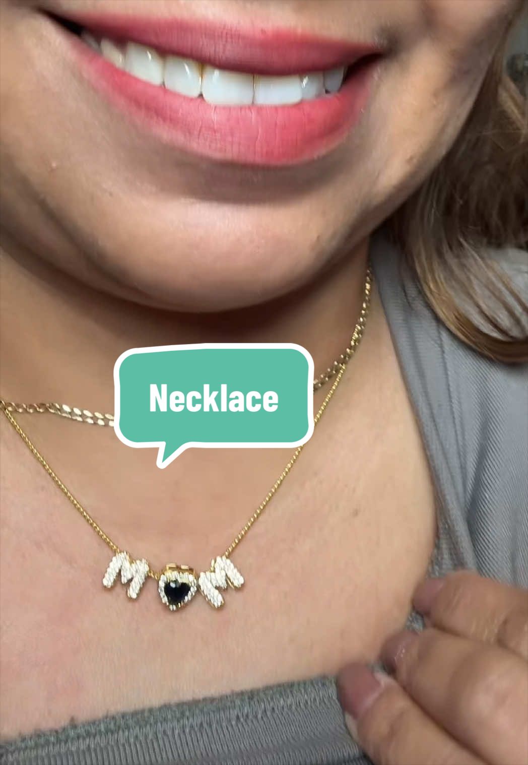 TikTok post by @mirelle_tips for KissYan Jewelry. Caption reads: 14k gold plated necklace, a beautiful gift for....