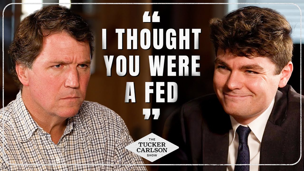 YouTube post by @TuckerCarlson for Black Rifle Coffee. Caption reads: Tucker Carlson Interviews Nick Fuentes.