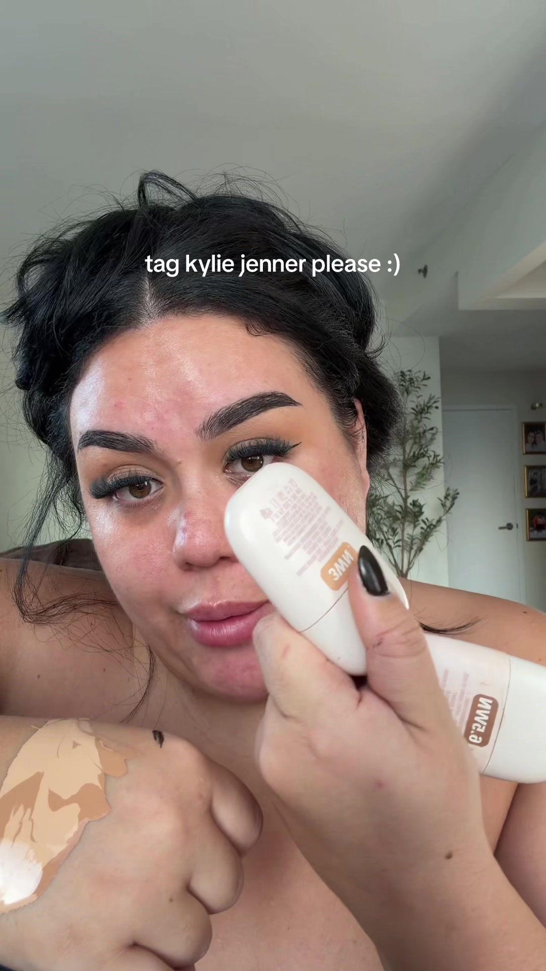 TikTok post by @cryspagan for Kylie Cosmetics. Caption reads: @Kylie Cosmetics @Kylie Jenner moreee shades....