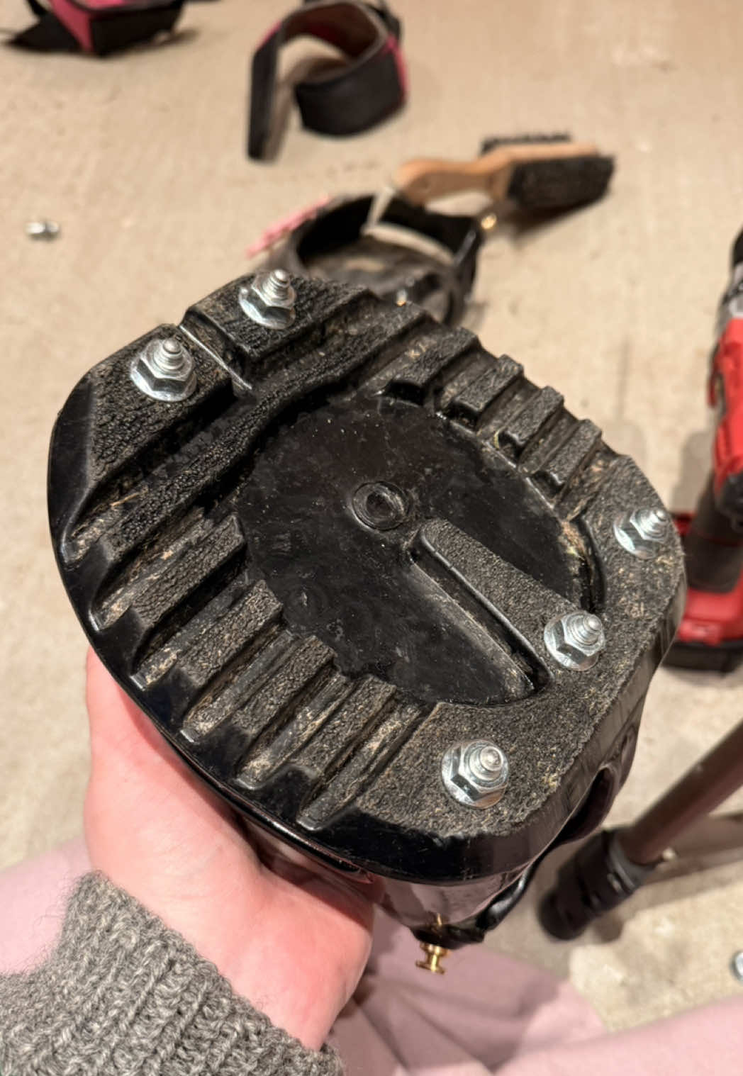 TikTok post by @emmaandbrego for Scoot Boots. Caption reads: [...] So have the new traction studs from....