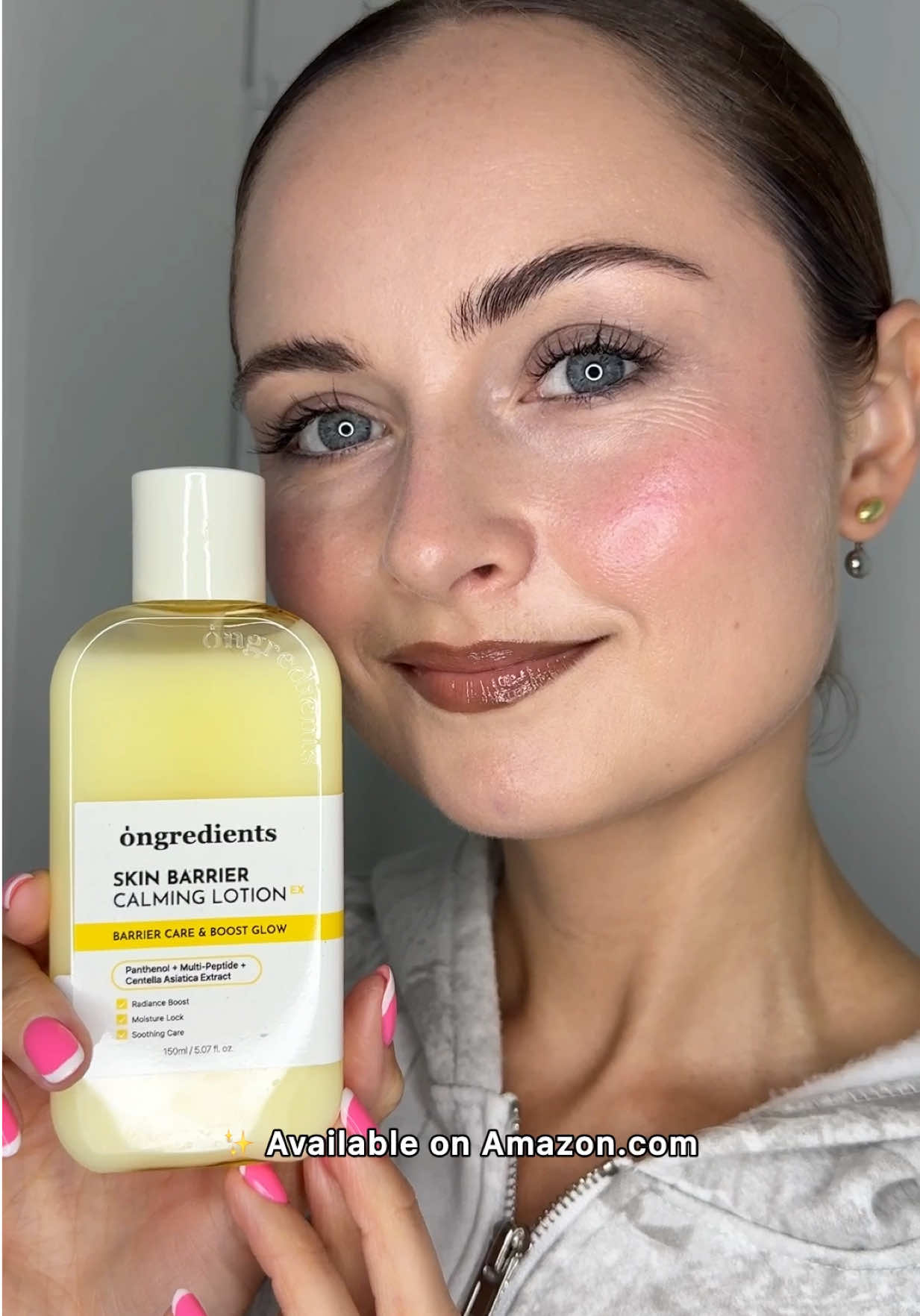 TikTok post by @ipushkareva_makeup for Ongredients US Store. Caption reads: 😇 Upgrade your Summer skin prep with Skin Barrier....