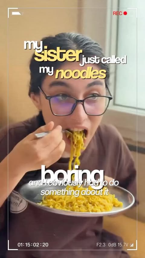 Instagram post by @kushi_singhee for Ching's Secret. Caption reads: [...] noodles too once you add a little....