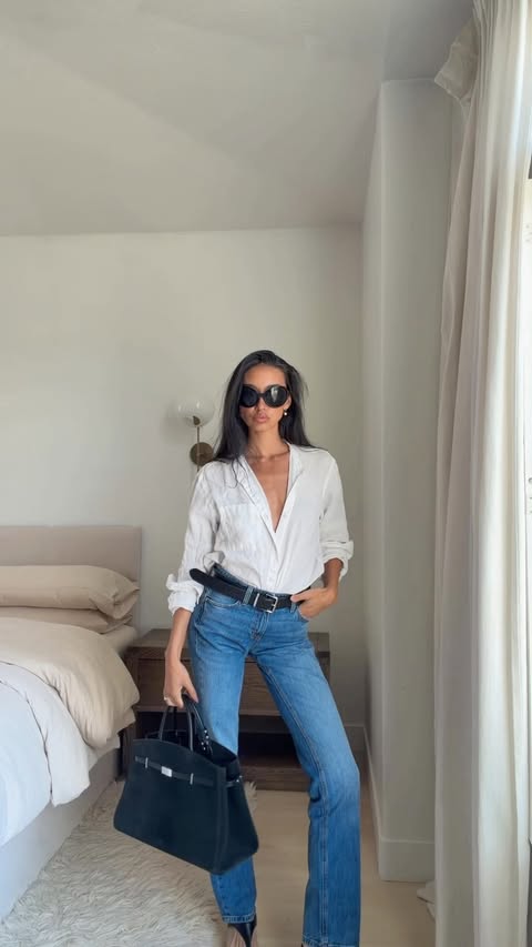Instagram post by @himichellewhite for GUESS. Caption reads: Classics are classic for a reason. GUESS denim, a....