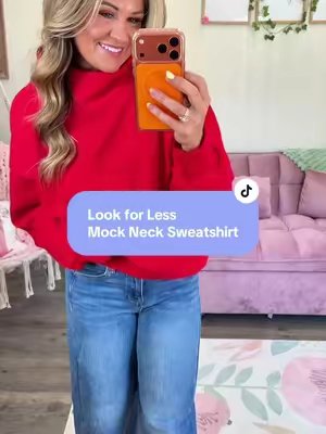 TikTok post by @jackiebentley for Fisoew Fashion. Caption reads: [...] and comfy mock neck sweatshirt @Fisoew....