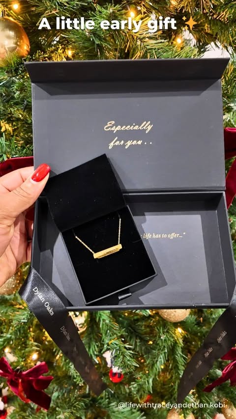 Instagram post by @lifewithtraceyandethan.kobi for Dylan Oaks. Caption reads: [...] myself ✨
This engraved necklace from....