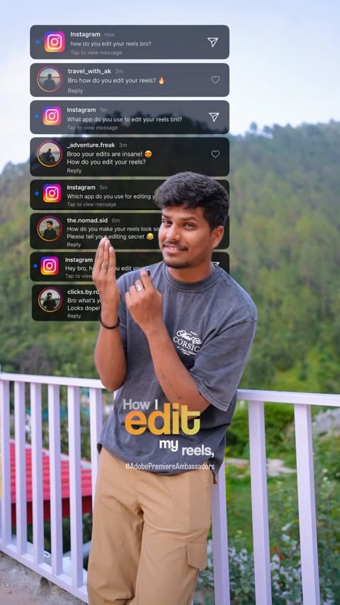 Instagram post by @nikhleshtyagii for Adobe Video & Motion. Caption reads: Comment “EDIT” and I’ll send you the link to....