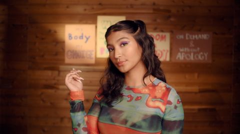 Instagram post by @dejafoxx for Teen Vogue. Caption reads: [...] yourself on campus this year? @teenvogue #ad....