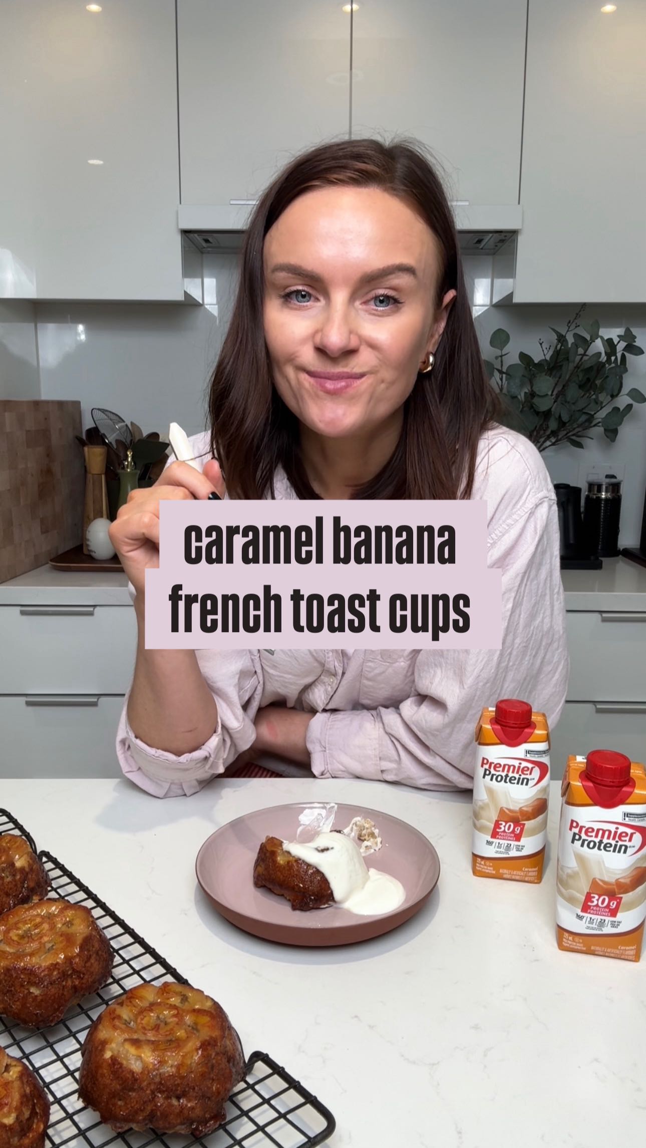 Instagram post by @rachelhalldorson for Premier Protein. Caption reads: #ad #PremierPSA when the breakfast prep is also....