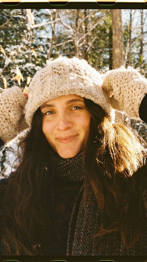 Instagram post by @jessamongthewild for Eddie Bauer. Caption reads: Winter in Vermont @eddiebauer 🤍  the quiet season....