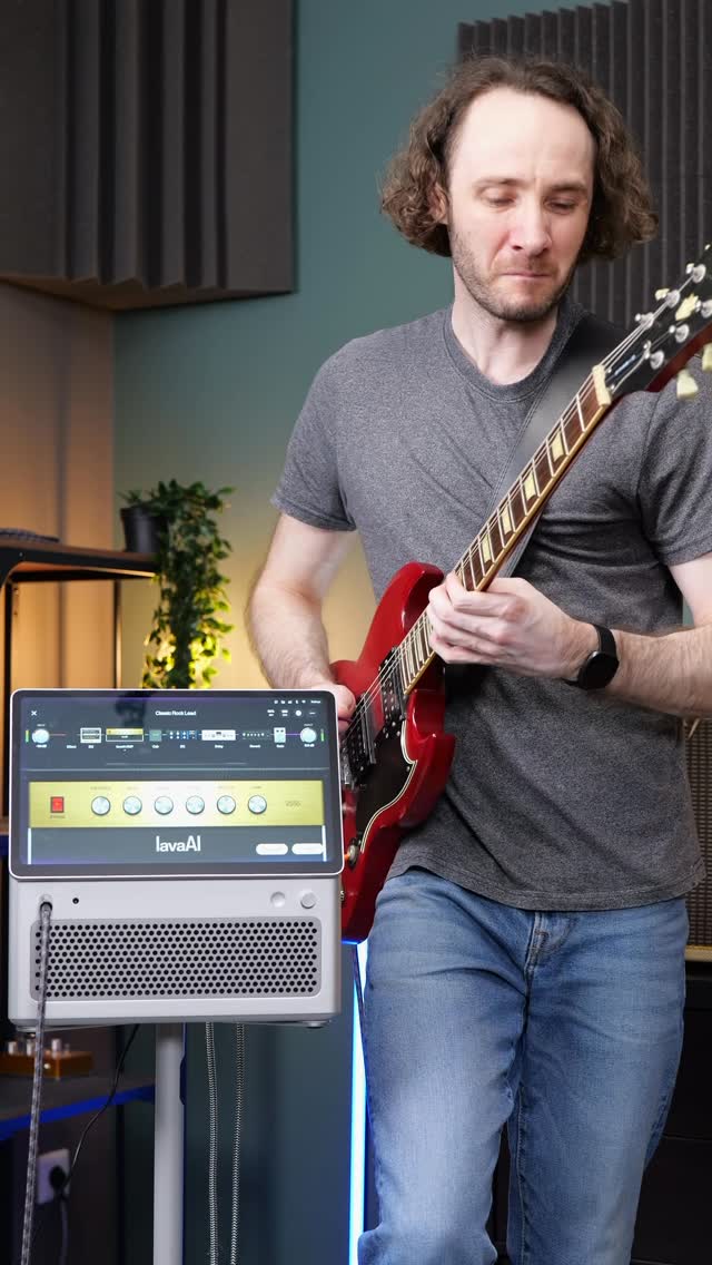 Instagram post by @sr.guitar for LAVA MUSIC. Caption reads: Back in Black solo with a wah? What do you think?....