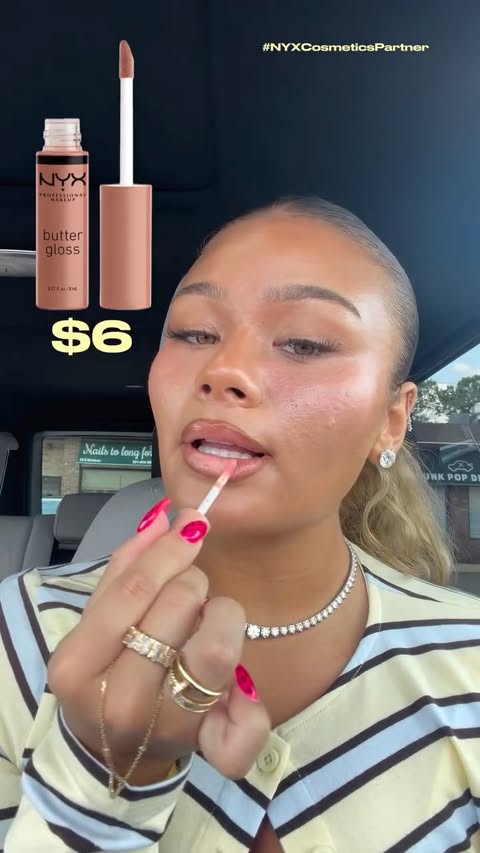 Instagram post by @azzymilan for NYX Professional Makeup. Caption reads: A $6 lip combo?? Cheaper than my coffee and....