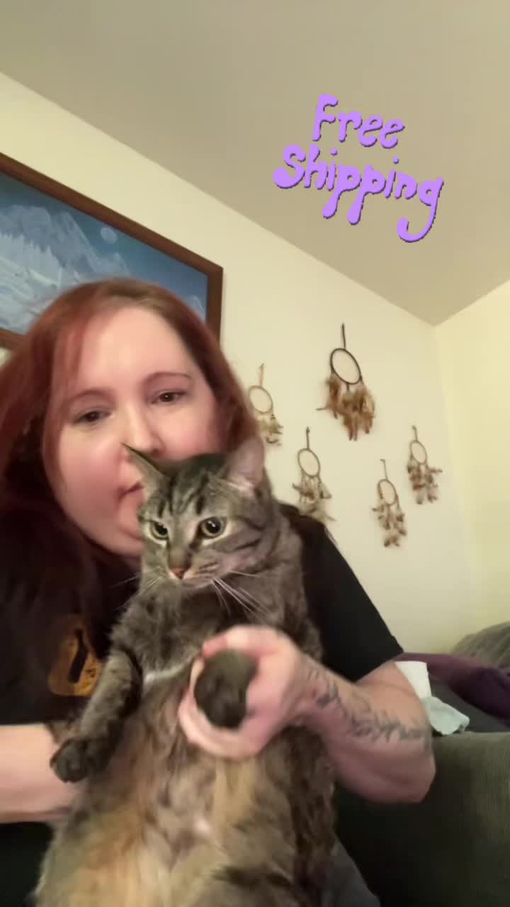 TikTok post by @natbutt04 for Just Try Pet US. Caption reads: [...] #cattreats #catsoftiktok @Just Try Pet US.