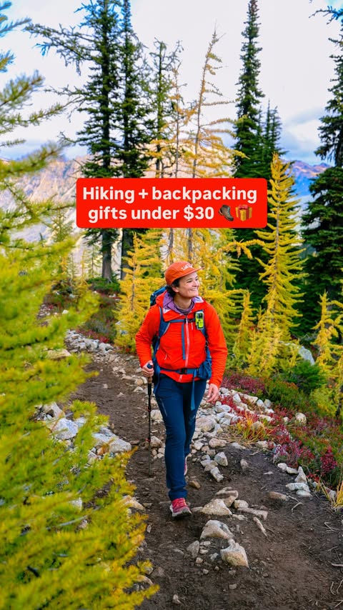 Instagram post by @gwynandami for Skratch Labs. Caption reads: Hiking + backpacking gifts UNDER $30! 🎁⬇️....