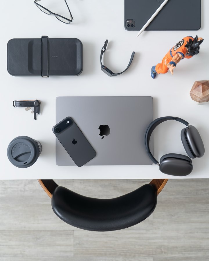 Instagram post by @tjpinkush for Orbitkey. Caption reads: Today’s aesthetic workspace with my fav....