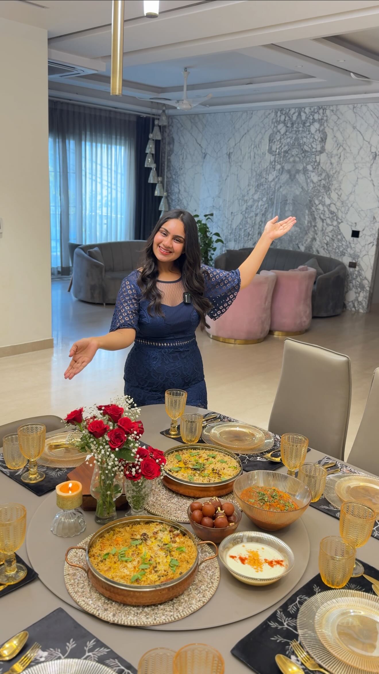 Instagram post by @theclassyfoodophile for Swiggy. Caption reads: Swiggy Gourmet is my best hack to impress guests....