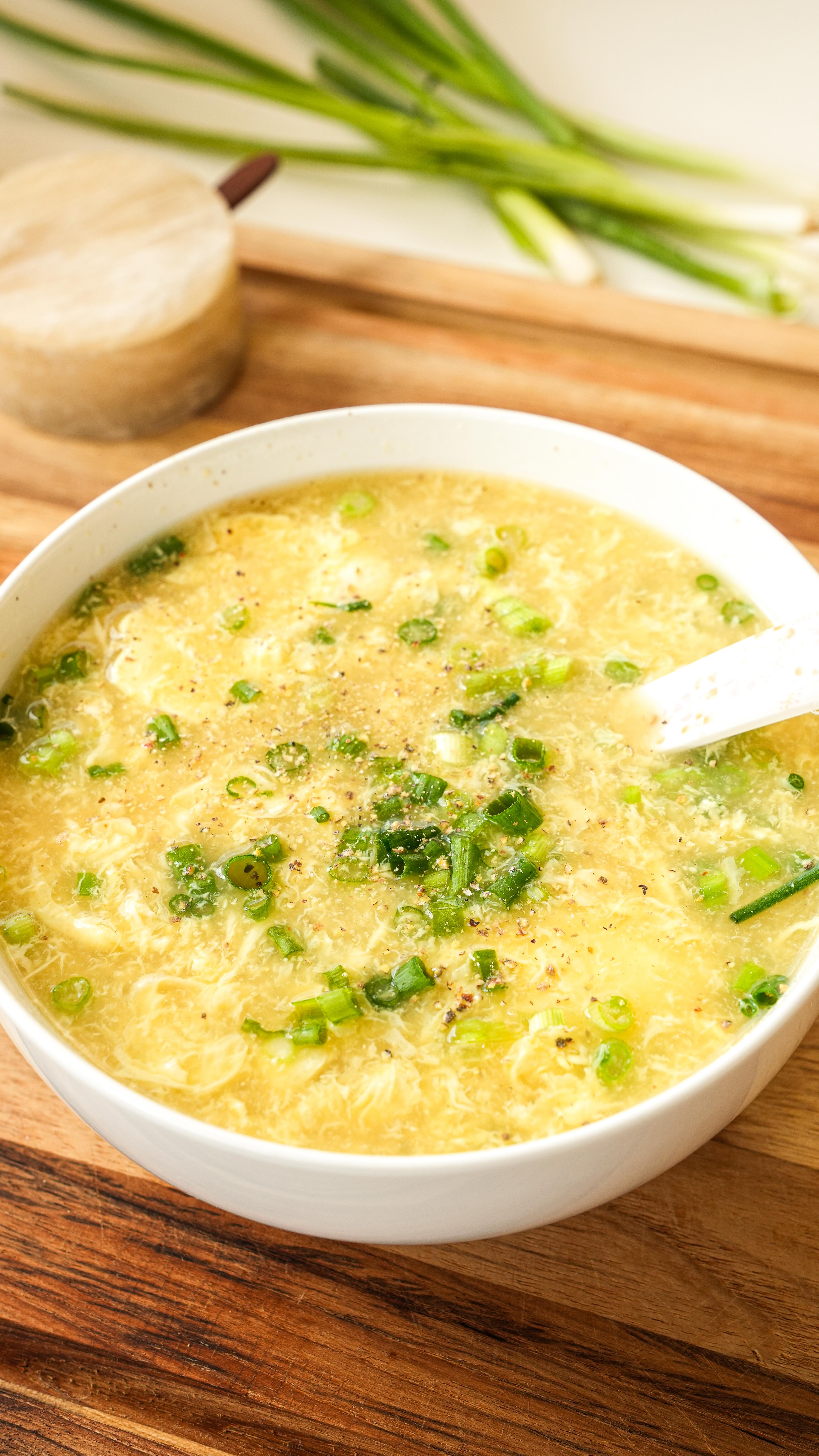 Instagram post by @onehappybite for Kettle & Fire. Caption reads: EGG DROP SOUP. It’s cold and raining in California....