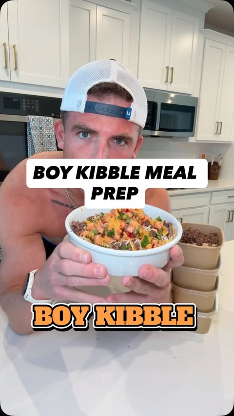 Instagram post by @ryanmilesfit for Kettle & Fire. Caption reads: Boy Kibble 🤠 Macros (per serving): 597 calories |....