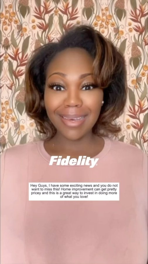 Instagram post by @smashingdiy for Fidelity Investments. Caption reads: I have some exciting news and you don’t want to....
