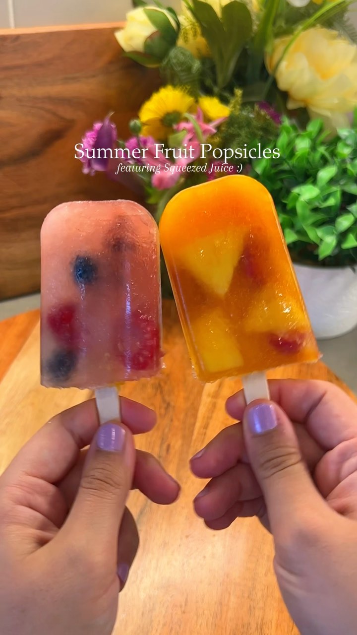 Instagram post by @nourishedbynour_ for The Squeezed Juice. Caption reads: [...] popsicles using 100% juice from....