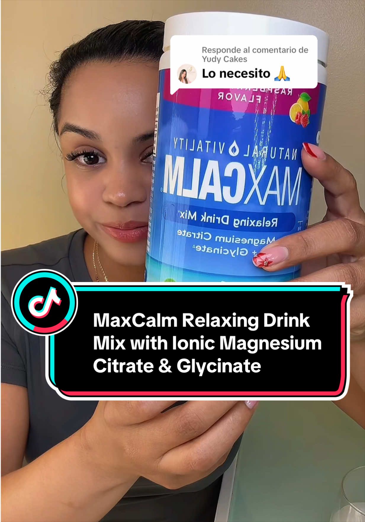 TikTok post by @eilan_carmell1 for Natural Vitality®. Caption reads: [...] #antistress #maxcalm #summervibes☀️....