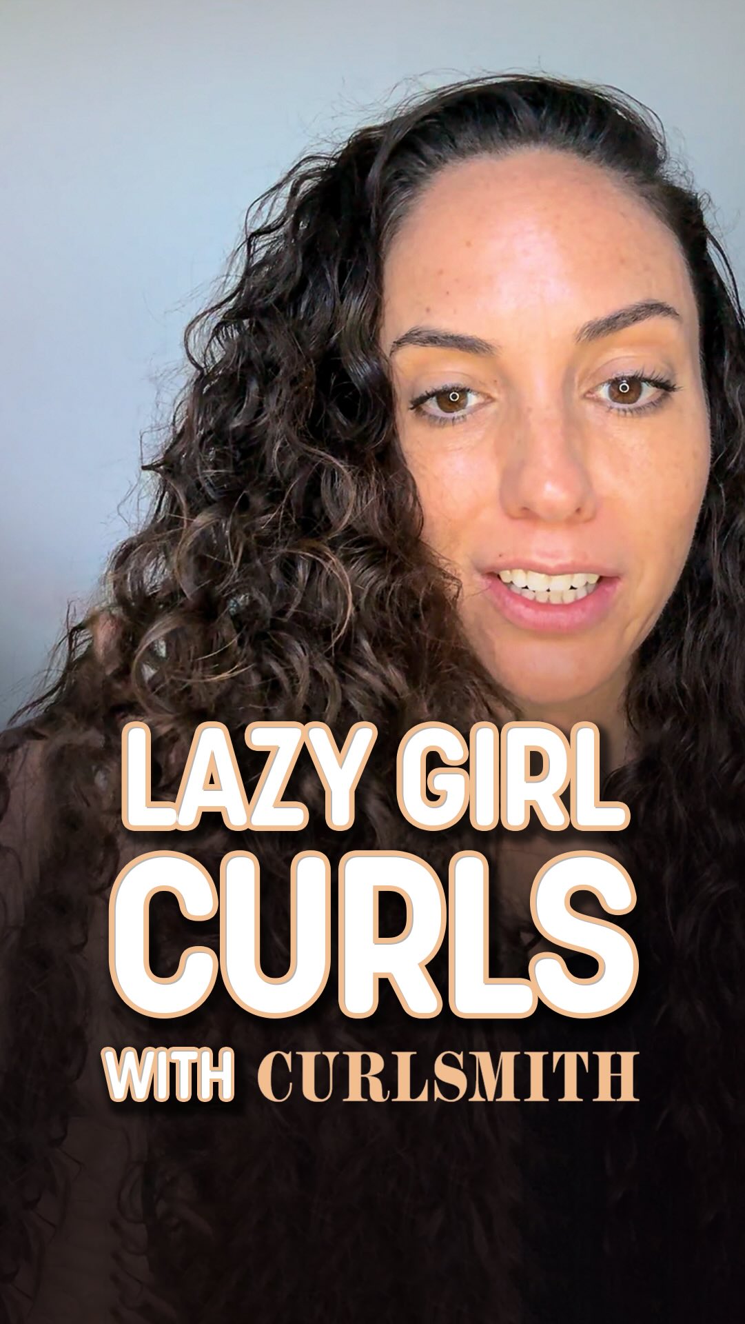 Instagram post by @caitlinpeluffo for CURLSMITH. Caption reads: lazy girl curls but you would never know thanks to....